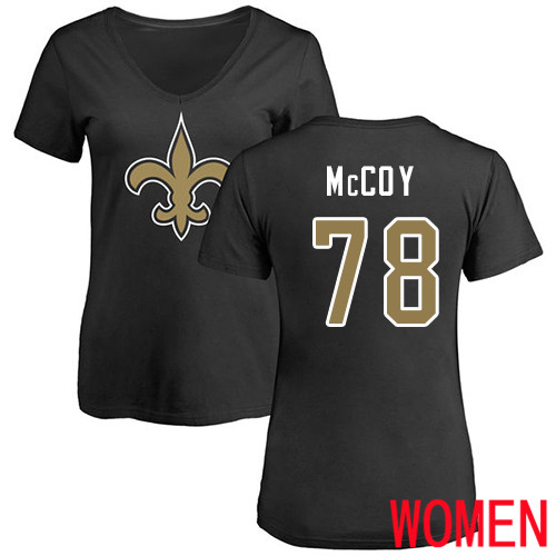 New Orleans Saints Black Women Erik McCoy Name and Number Logo Slim Fit NFL Football #78 T Shirt->women nfl jersey->Women Jersey